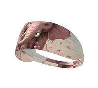WZYWHJ Bandeau Doux et Absorbant pour Entraînement de Basketball Rouge - Accessoire Cheveux Idéal pour Yoga, Course à Pied Et Plus ! Petit Éléphant Rose Arrosant Les Fleurs Imprimé