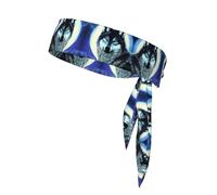 WZYWHJ Bandeau imprimé loup sous la lune, bandeau de sport pour homme et femme, bandeau pour la course à pied, l'entraînement, le football