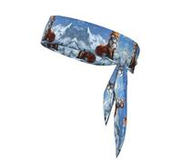 WZYWHJ Bandeau imprimé renard jaune sur la montagne, serre-tête de sport, bandeau pour homme et femme, bandeau pour la course à pied, l'entraînement, le football