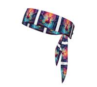 WZYWHJ Bandeaux colorés avec impression d'élan dans la forêt, serre-tête de sport, bandeau pour homme et femme, bandeau pour la course à pied, l'entraînement, le football