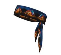 WZYWHJ Bandeaux imprimés avec lumières colorées sur la tente, serre-tête de sport, bandeau pour homme et femme, bandeau pour la course à pied, l'entraînement, le football