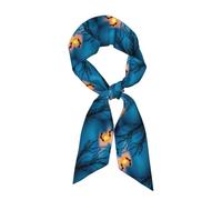WZYWHJ Bat Under Night Sky Print Écharpe longue bande en soie pour femme, foulard en satin doux et soyeux