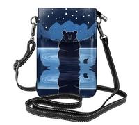 WZYWHJ Bear Bathing Under The Stars Sac à bandoulière en cuir à rabat pour téléphone portable - Cadeau polyvalent pour femme, marche, camping, shopping et voyage