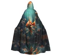 WZYWHJ Beau petit poisson rouge imprimé aldult poncho poncho cape à capuche pour homme et femme fête d'Halloween