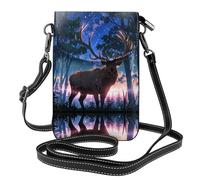 WZYWHJ Beau sac à bandoulière en cuir avec imprimé élan pour femme avec bandoulière réglable