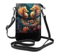 WZYWHJ Beau sac à bandoulière en cuir pour femme avec bandoulière réglable Motif couple d'hippocampes