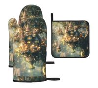 WZYWHJ Beautiful Wonderland Lot de 3 maniques de cuisine en tissu épais, durable et imperméable pour la protection contre la chaleur