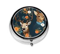 WZYWHJ Beauty Deer Boîte à médicaments circulaire imprimée avec compartiments