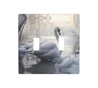 WZYWHJ Belle plaque murale décorative imprimée cygne blanc 11,4 x 11,4 cm, durable et élégante pour les zones résidentielles et commerciales