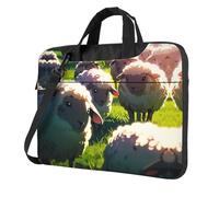 WZYWHJ Belles impressions de moutons ultra minces portable à une épaule pour ordinateur portable, accessoires informatiques, doux et résistant aux chocs pour ordinateurs portables, Noir , 14 inch
