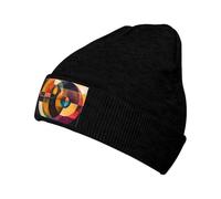WZYWHJ Black Circle Square Harmony Prints Bonnet tricoté en laine pour adulte Bonnet chaud pour l'automne et l'hiver, noir, Taille unique