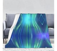 WZYWHJ Bleu Aurore Boréale Imprimés Normal 280g Flanelle Couverture Canapé Chambre Lit Chaise Doux et Confortable Couverture Femme 167,6 x 228,6 cm
