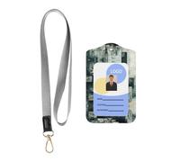 Wzywhj Block Fragments Impression Badge de travail Gaine de protection, Couverture de carte d'identification en cuir avec corde de suspension amovible