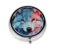 WZYWHJ Block Wolf Printing Boîte à médicaments circulaire de voyage portable avec compartiments Mini distributeur de pilules