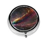 WZYWHJ Boîte à médicaments circulaire à motif plume étrange avec compartiments, mini distributeur de pilules