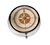 WZYWHJ Boîte à médicaments circulaire avec compartiments et mini pilulier Motif Law of The Compass Navigation Prints