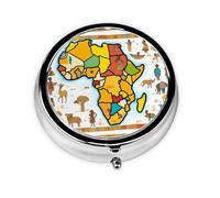 WZYWHJ Boîte à médicaments circulaire avec compartiments Motif carte africaine ethnique