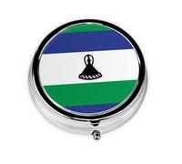 WZYWHJ Boîte à médicaments circulaire avec compartiments Motif drapeau du Lesotho