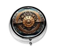 WZYWHJ Boîte à médicaments circulaire avec compartiments Motif engrenages Steampunk
