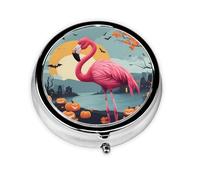 WZYWHJ Boîte à médicaments circulaire avec compartiments Motif flamant rose
