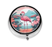 WZYWHJ Boîte à médicaments circulaire avec compartiments Motif flamant rose