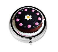 WZYWHJ Boîte à médicaments circulaire avec compartiments Motif gâteau au chocolat Noir