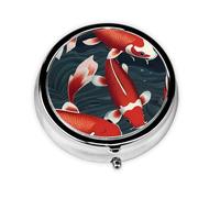 WZYWHJ Boîte à médicaments circulaire avec compartiments Motif Koi Rouge