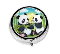 WZYWHJ Boîte à médicaments circulaire avec compartiments Motif pandas heureux