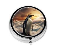 WZYWHJ Boîte à médicaments circulaire avec compartiments Motif pingouin