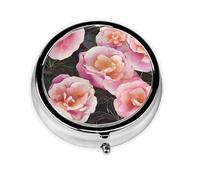 WZYWHJ Boîte à médicaments circulaire avec compartiments Motif roses fluorescentes