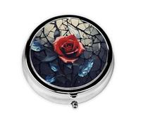 WZYWHJ Boîte à médicaments circulaire avec compartiments Motif roses rouges