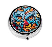 WZYWHJ Boîte à médicaments circulaire colorée avec motif graffiti - Avec compartiments - Mini distributeur de pilules