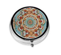 WZYWHJ Boîte à médicaments circulaire imprimée avec motif mandala, portable, avec compartiments, mini distributeur de pilules