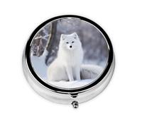 WZYWHJ Boîte à médicaments circulaire imprimée Fox in the Snow - Portable - Avec compartiments - Mini distributeur de pilules