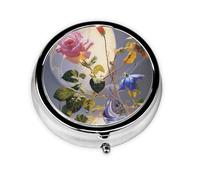 WZYWHJ Boîte à médicaments circulaire imprimée Morning Glory and Rose - Portable - Avec compartiments - Mini pilulier