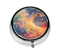 WZYWHJ Boîte à médicaments circulaire magique avec compartiments Motif ciel étoilé aquarelle Mini distributeur de pilules