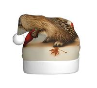 WZYWHJ Bonnet de Noël pour adulte - Bandeau décoratif pour fêtes de vacances et événements costumés Petit hérisson portant un fruit imprimé
