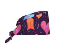 WZYWHJ Bonnet de travail de nettoyage avec étoiles filantes et cœurs - Toque de chef pour homme et femme, réglable, respirant noir