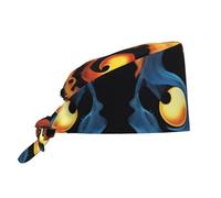 WZYWHJ Bonnet de travail de nettoyage avec image du symbole du feu et de l'eau - Chapeau de chef pour homme et femme, réglable, respirant, noir