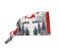 WZYWHJ Bonnet de travail de nettoyage avec imprimé drapeau canadien - Toque de chef pour homme et femme, réglable, respirant, noir, taille unique