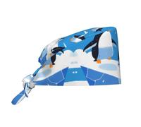 WZYWHJ Bonnet de travail de nettoyage avec imprimé pingouins sur l'iceberg - Chapeau de chef pour homme et femme, réglable, respirant, noir