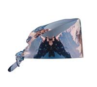 WZYWHJ Bonnet de travail de nettoyage haut de la montagne enneigée imprimé - Chapeau de chef pour homme et femme, réglable, respirant, noir