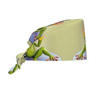 WZYWHJ Bonnet de travail de nettoyage The Funny Frog Doing Yoga Prints - Chapeau de chef pour homme et femme, réglable, respirant, noir, taille unique