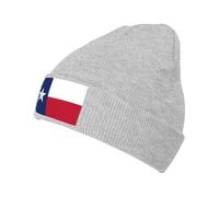 WZYWHJ Bonnet en laine tricotée pour adulte Motif drapeau du Texas Noir, Gris, taille unique