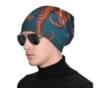 WZYWHJ Bonnet tricoté tendance pour adulte - Chapeau élégant et confortable pour toutes les saisons avec plus de chaleur - Motif géant des mers profondes - Noir
