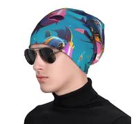 WZYWHJ Bonnet tricoté tendance pour adulte - Chapeau élégant et confortable pour toutes les saisons avec plus de chaleur - Imprimé poisson cybernétique noir