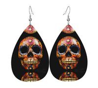 WZYWHJ Boucles d'oreilles en cuir avec impression « Day of the Dead Masks » pour femme, pendentif goutte d'eau, cadeau de vacances tendance