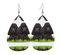 WZYWHJ Boucles d'oreilles en cuir avec motif caniche pour femme, pendentif goutte d'eau, cadeau de vacances tendance