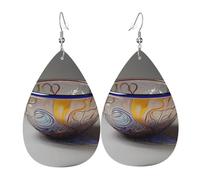 WZYWHJ Boucles d'oreilles en cuir avec motif creux en forme de bol en verre pour femme, pendentif simple goutte d'eau, cadeau de vacances tendance