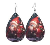 WZYWHJ Boucles d'oreilles en cuir avec motif de nain de Noël pour femme - Pendentif simple en forme de goutte d'eau - Cadeau de vacances tendance